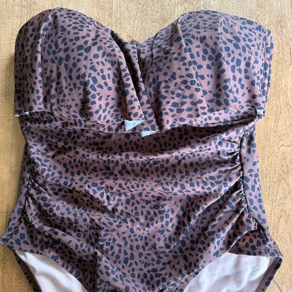 Kona Sol Brown Leopard Print Women's One Piece Swimsuit - Picture 12 of 12